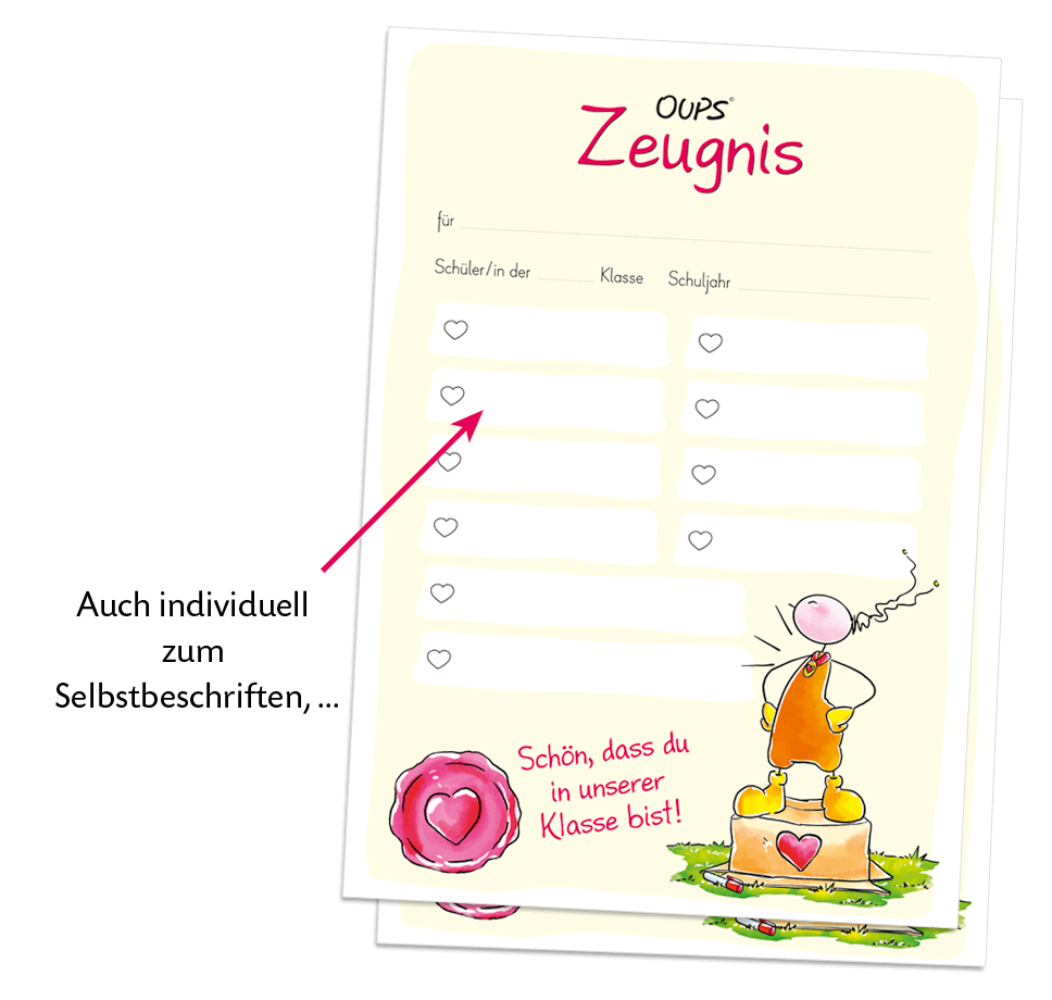 Oups-Zeugnis für Schulkinder