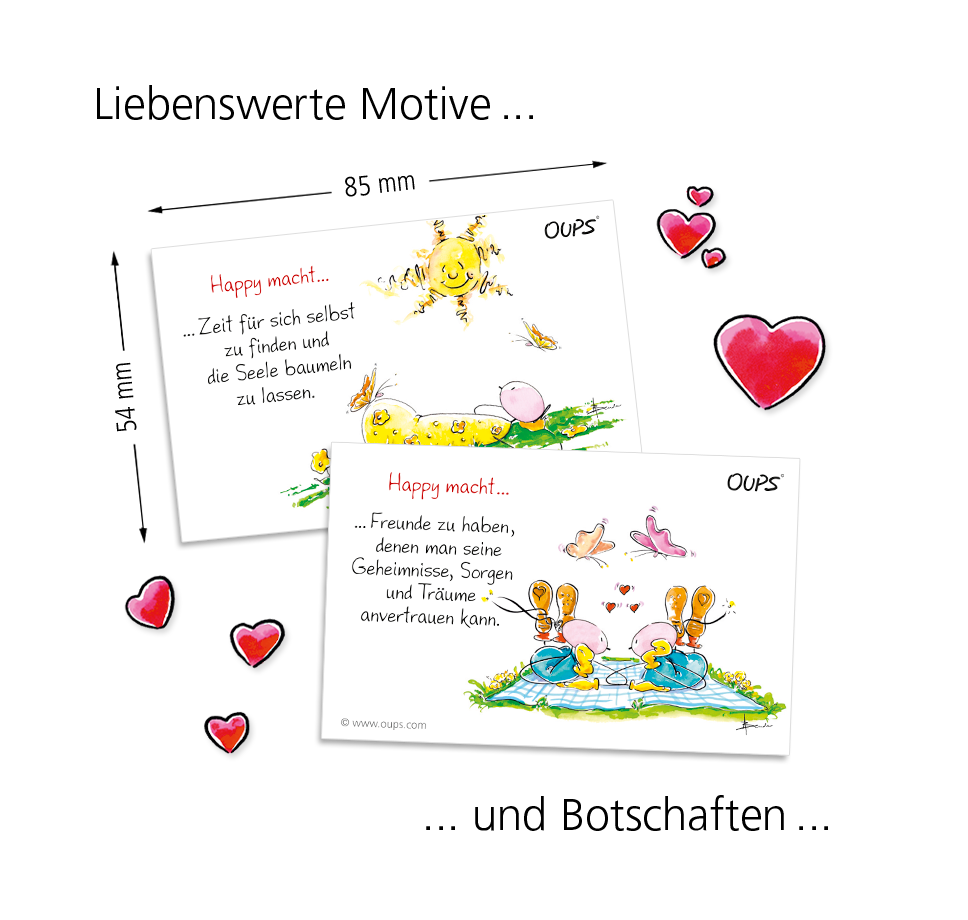 OUPS Kärtchenbox - Don´t worry - Be happy! - Oups