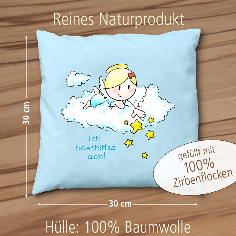 Engel Zirbenkissen 30x30 - Ich beschütze dich! - Oups