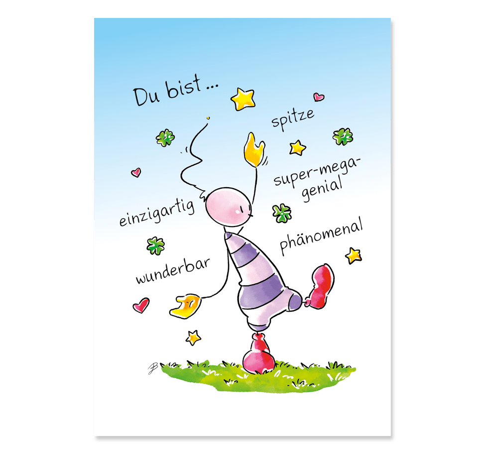 Oups Postkarte - Du bist… spitze, einzigartig, super-mega-genial,... - Oups