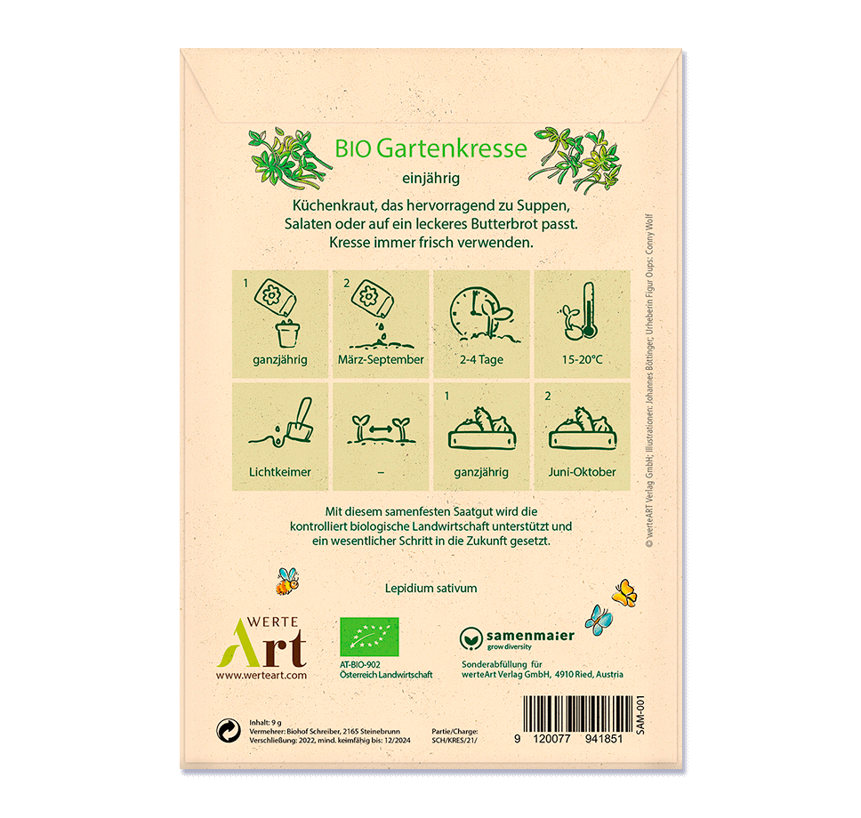 Oups Seed Packet - ORGANIC Garden Cress - Happiness is having you around