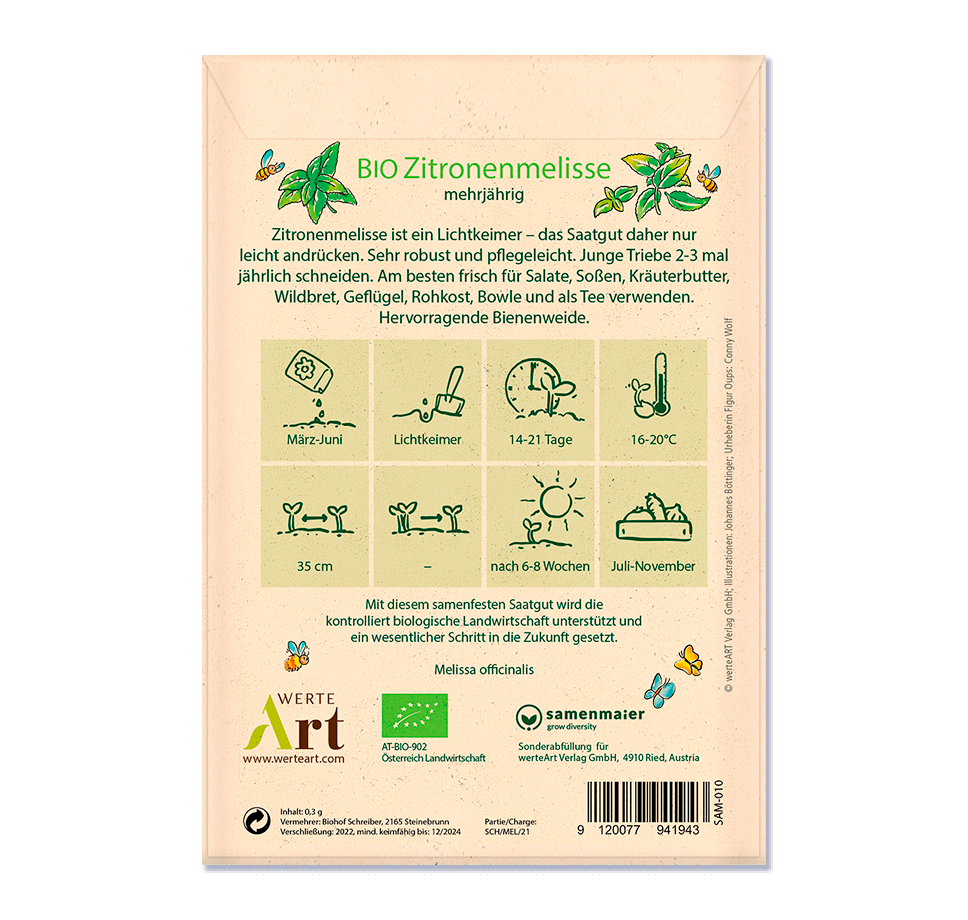 Oups Seed Packet - ORGANIC Lemon Balm - Thanks