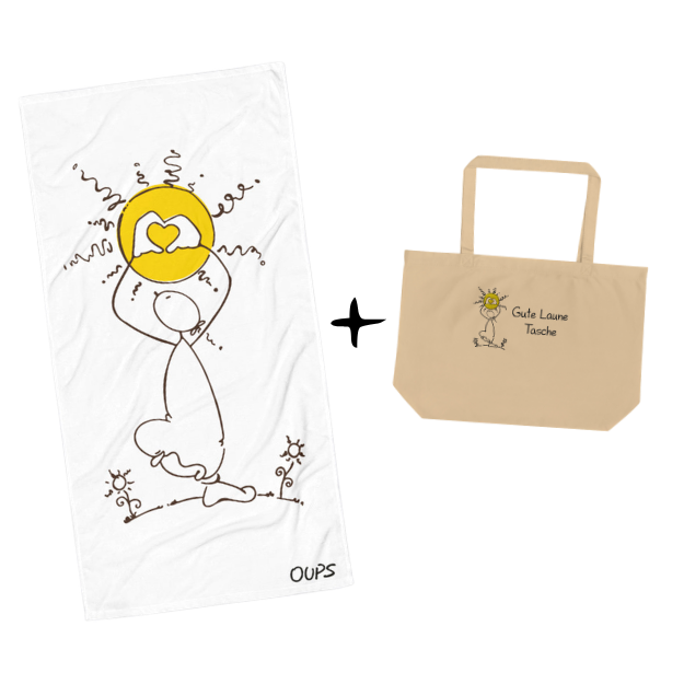 Oups Wohlfühl-Set Sonne – Badetuch & Stoffbeutel 💛