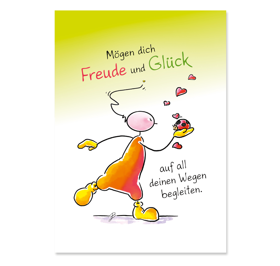 Oups Klappkarte - Mögen dich Freude und Glück auf all deinen Wegen begleiten - Oups