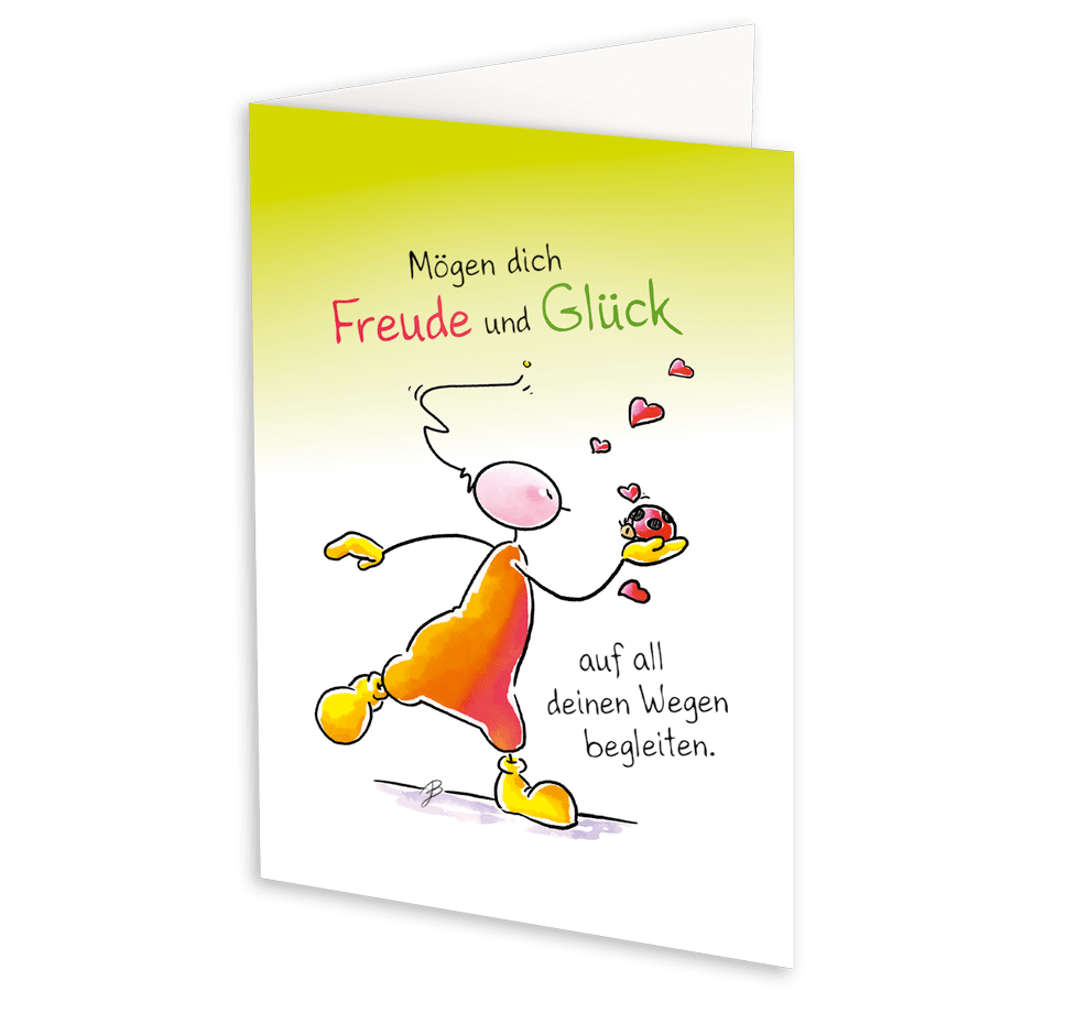 Oups Klappkarte - Mögen dich Freude und Glück auf all deinen Wegen begleiten - Oups