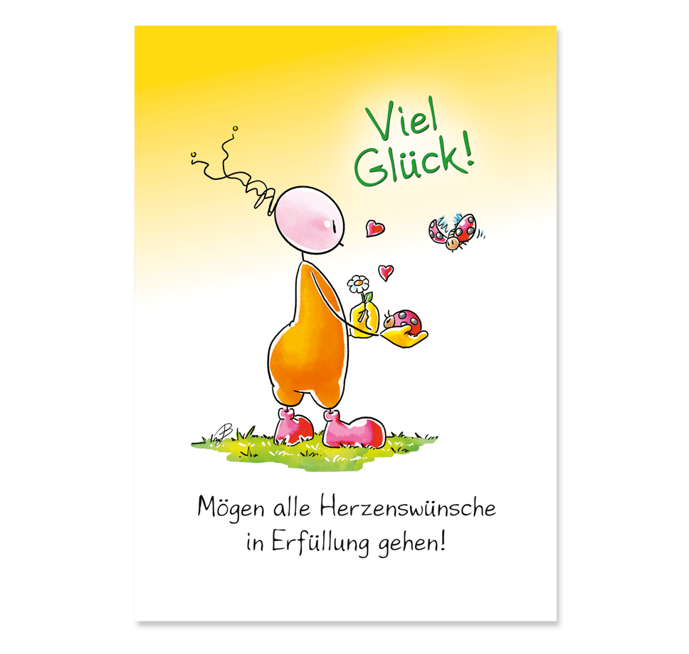 Oups Klappkarte - Viel Glück! Mögen alle Herzenswünsche in Erfüllung gehen! - Oups