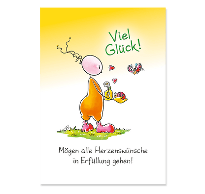 Oups Klappkarte - Viel Glück! Mögen alle Herzenswünsche in Erfüllung gehen! - Oups