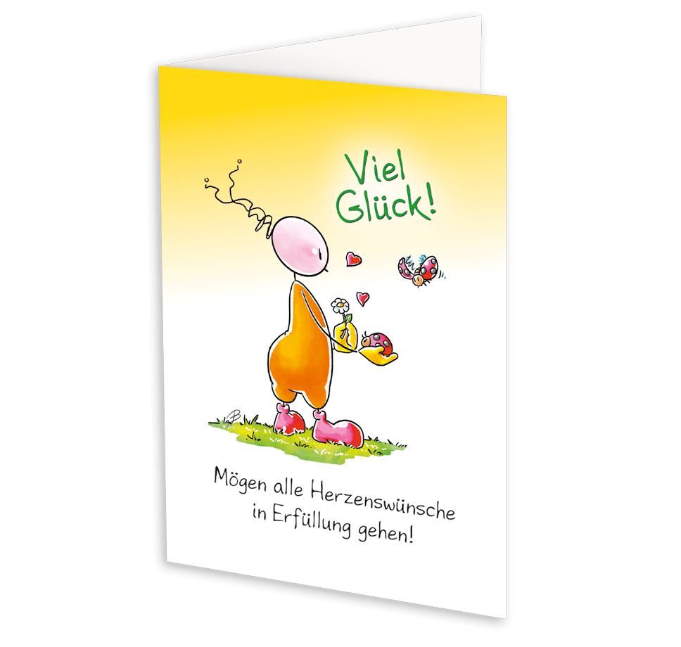 Oups Klappkarte - Viel Glück! Mögen alle Herzenswünsche in Erfüllung gehen! - Oups