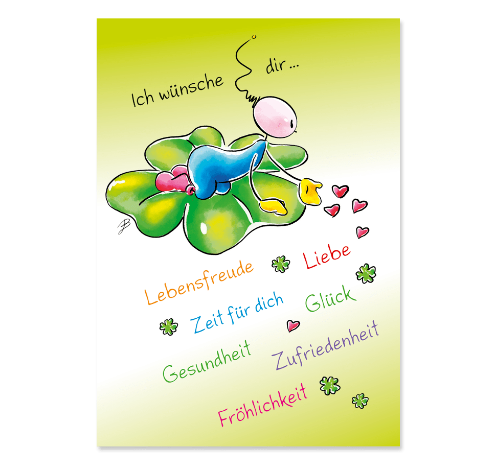 Oups Klappkarte - Ich wünsche dir … Lebensfreude, Liebe, Zeit für dich, Gesundheit, Glück, … - Oups
