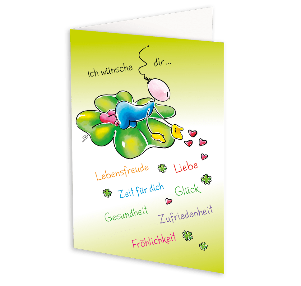 Oups Klappkarte - Ich wünsche dir … Lebensfreude, Liebe, Zeit für dich, Gesundheit, Glück, … - Oups