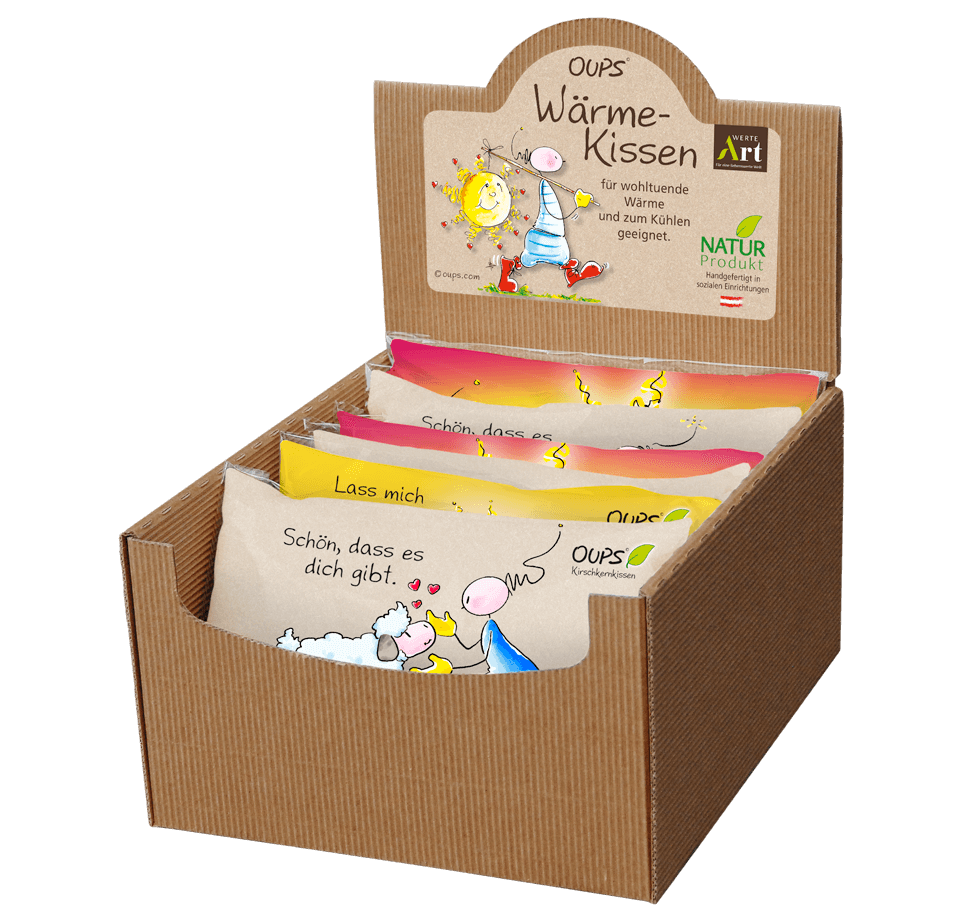 OUPS Display with 8 Cherry Pit Pillows