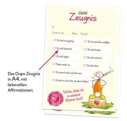 Oups-Zeugnis für Schulkinder