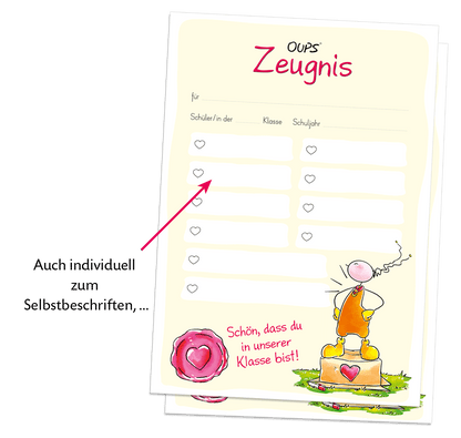 Oups-Zeugnis für Schulkinder
