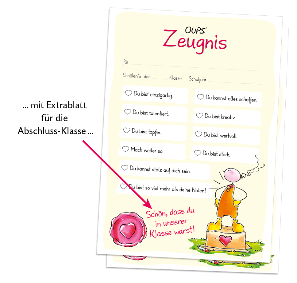 Oups-Zeugnis für Schulkinder