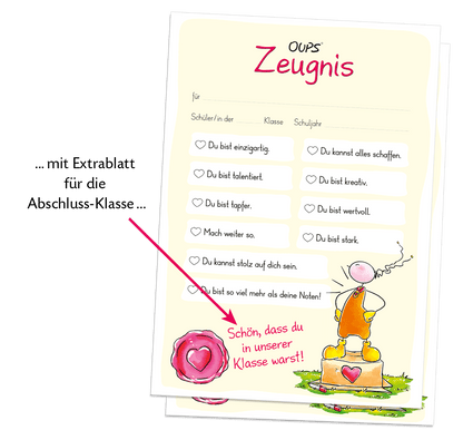 Oups-Zeugnis für Schulkinder