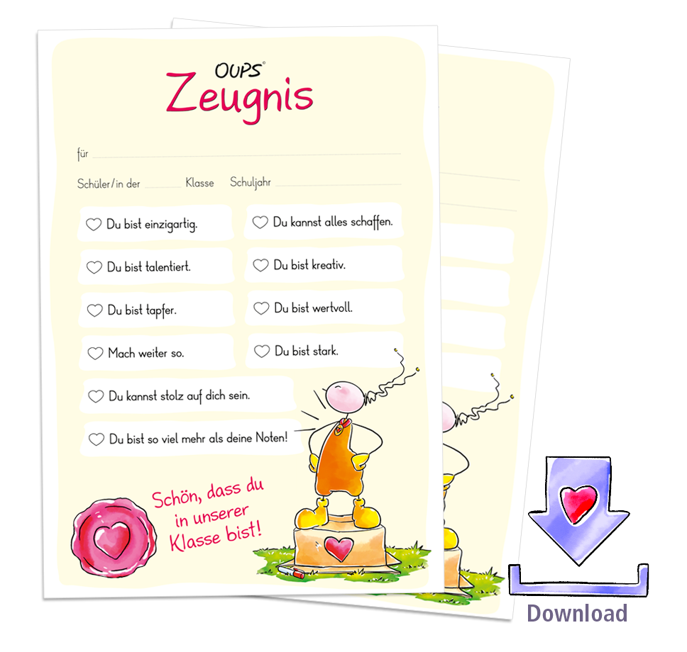 Oups-Zeugnis für Schulkinder