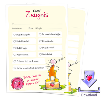 Oups-Zeugnis für Schulkinder