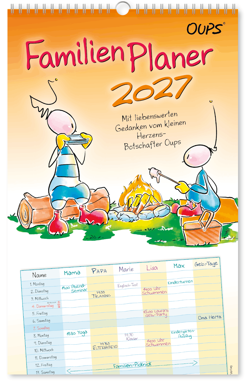 OUPS-Familienplaner 2027 - Wand-Terminplaner für die ganze Familie.