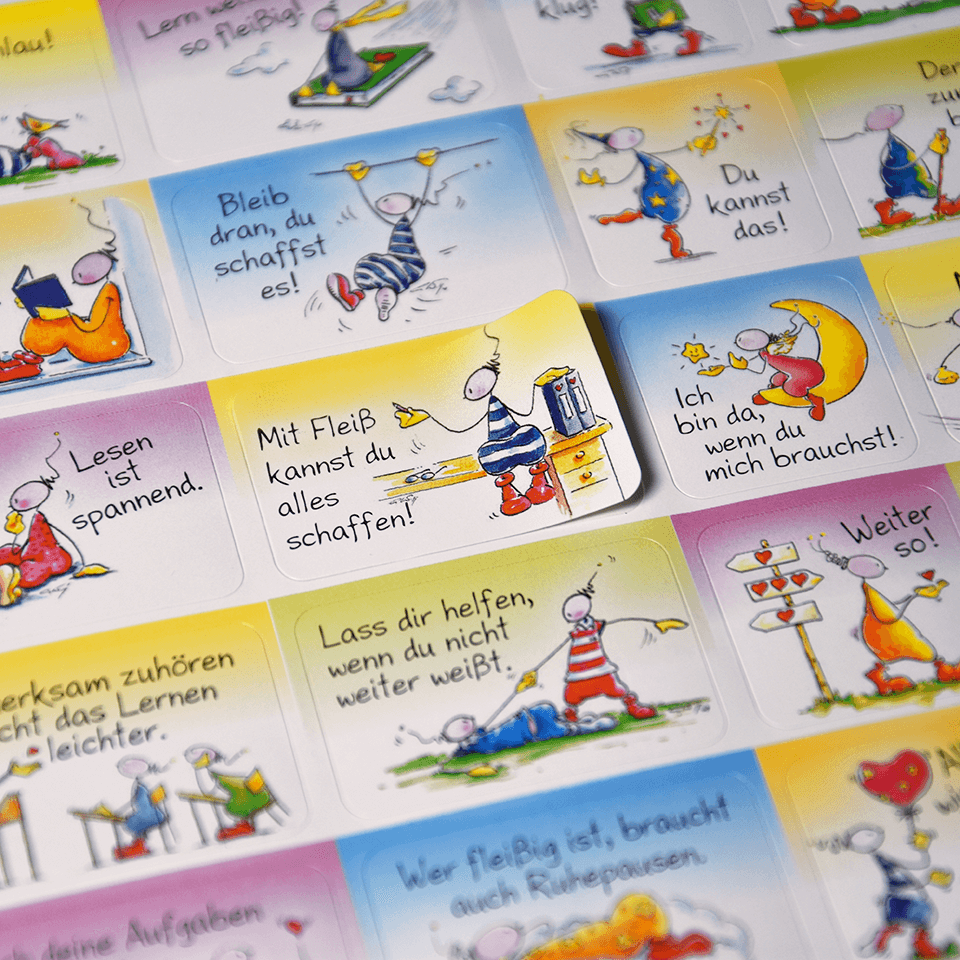 OUPS Stickerbögen-Garnitur „MOTIVATION“ - 240 Sticker mit Lob-Bildern und Texten - Oups