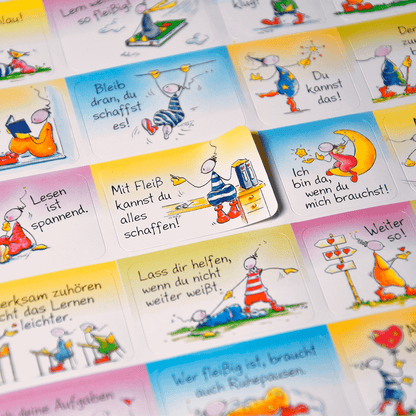 OUPS Stickerbögen-Garnitur „MOTIVATION“ - 240 Sticker mit Lob-Bildern und Texten - Oups