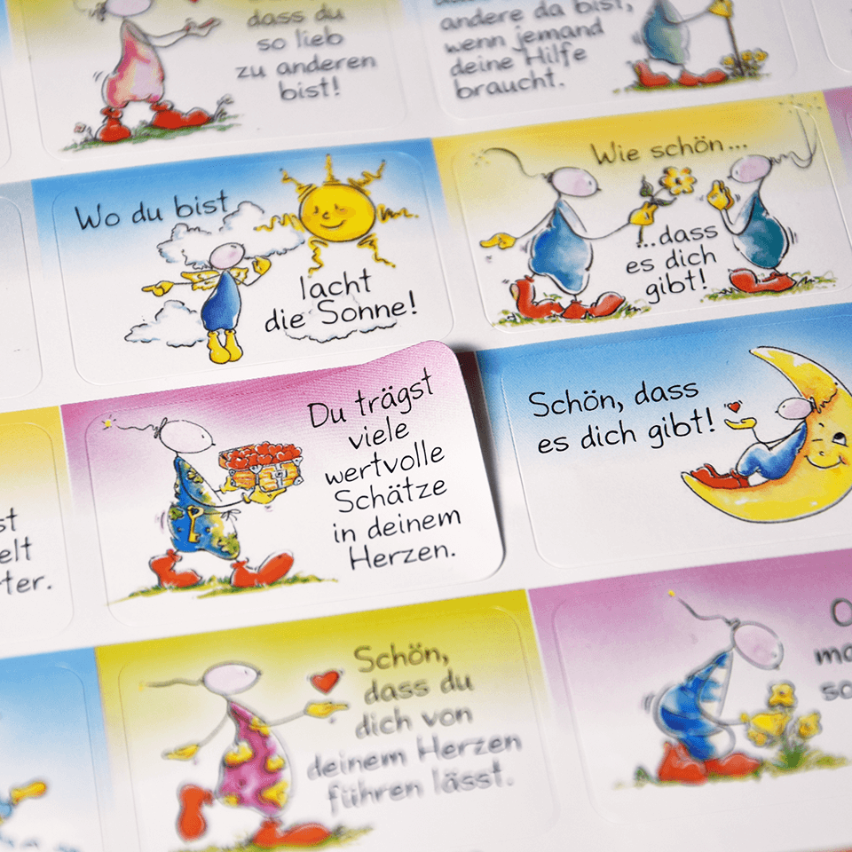 OUPS Stickerbögen-Garnitur „Komplimente“ - 240 Sticker mit Lob-Bildern und Texten
