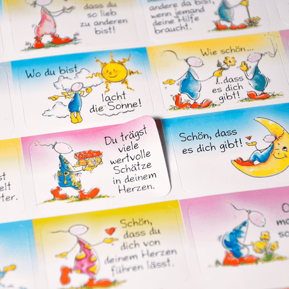 OUPS Stickerbögen-Garnitur „Komplimente“ - 240 Sticker mit Lob-Bildern und Texten