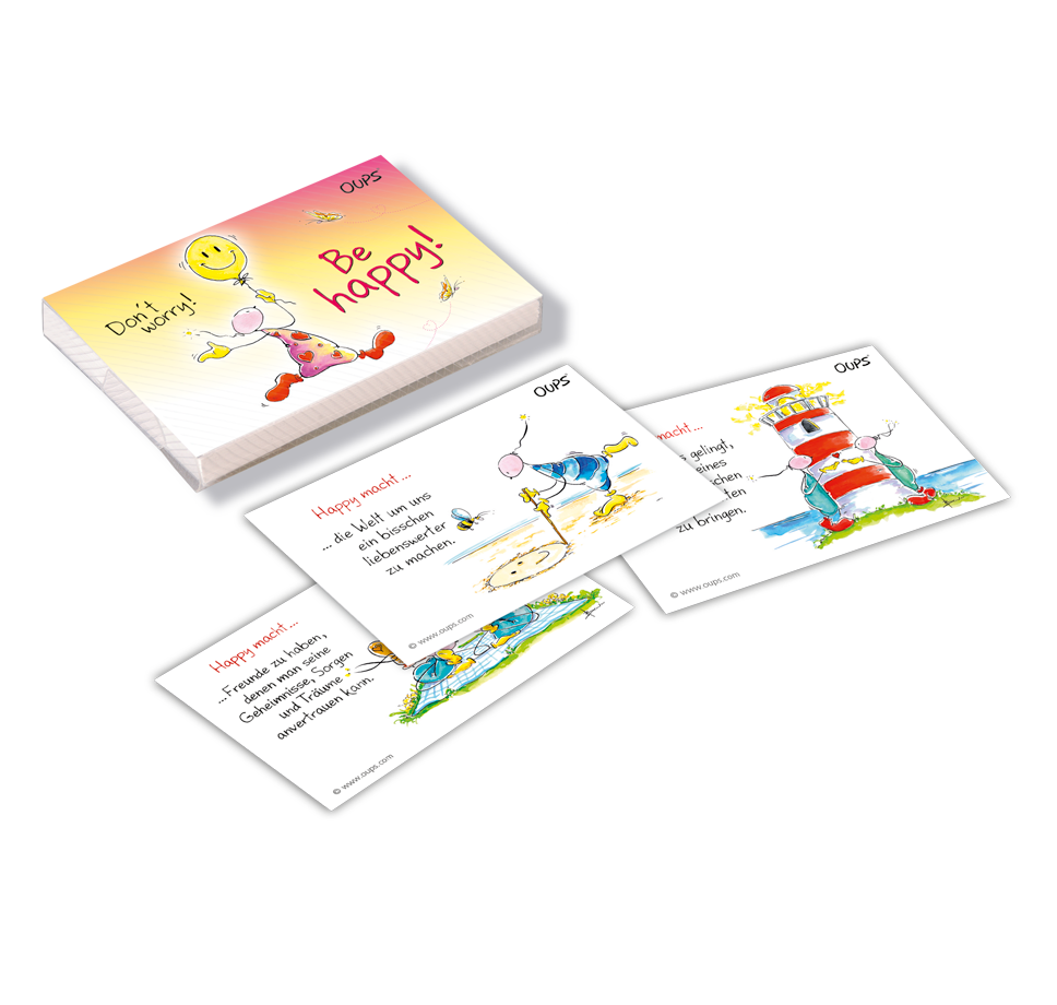 OUPS Kärtchenbox - Don´t worry - Be happy! - Oups