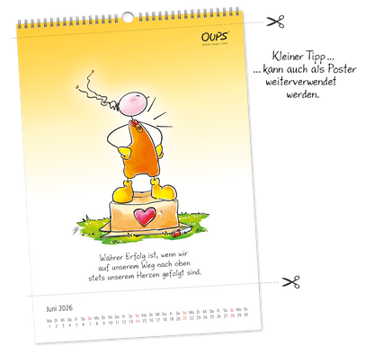 OUPS-Wandkalender 2026 - Mit liebenswerten Lebensweisheiten in Wort und Bild. - Oups