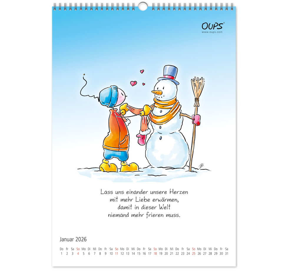 OUPS-Wandkalender 2026 - Mit liebenswerten Lebensweisheiten in Wort und Bild. - Oups