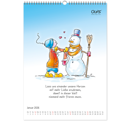 OUPS-Wandkalender 2026 - Mit liebenswerten Lebensweisheiten in Wort und Bild. - Oups