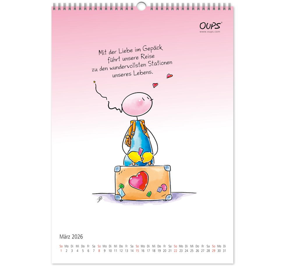 OUPS-Wandkalender 2026 - Mit liebenswerten Lebensweisheiten in Wort und Bild. - Oups