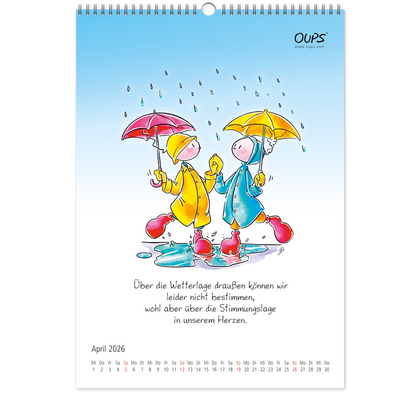 OUPS-Wandkalender 2026 - Mit liebenswerten Lebensweisheiten in Wort und Bild. - Oups