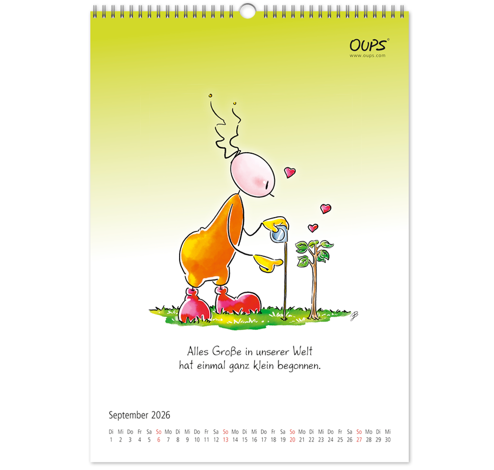 OUPS-Wandkalender 2026 - Mit liebenswerten Lebensweisheiten in Wort und Bild. - Oups