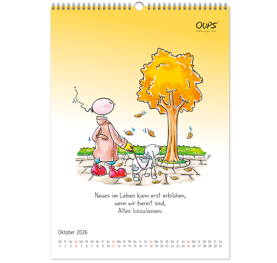 OUPS-Wandkalender 2026 - Mit liebenswerten Lebensweisheiten in Wort und Bild. - Oups