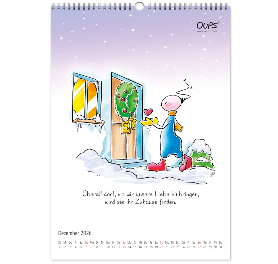 OUPS-Wandkalender 2026 - Mit liebenswerten Lebensweisheiten in Wort und Bild. - Oups