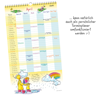 OUPS-Familienplaner 2026 - Wand-Terminplaner für die ganze Familie. - Oups