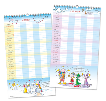 OUPS-Familienplaner 2026 - Wand-Terminplaner für die ganze Familie. - Oups