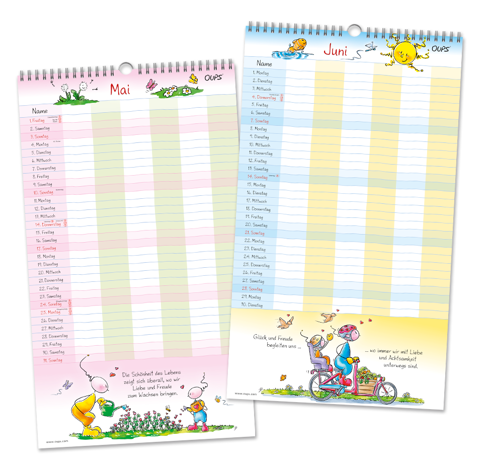OUPS-Familienplaner 2026 - Wand-Terminplaner für die ganze Familie. - Oups