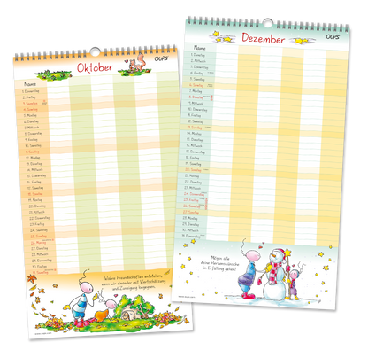 OUPS-Familienplaner 2026 - Wand-Terminplaner für die ganze Familie. - Oups
