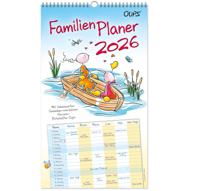 OUPS-Familienplaner 2026 - Wand-Terminplaner für die ganze Familie. - Oups