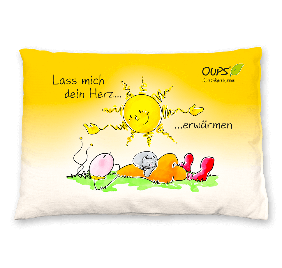 Oups Kirschkernkissen GELB - Lass mich dein Herz erwärmen.