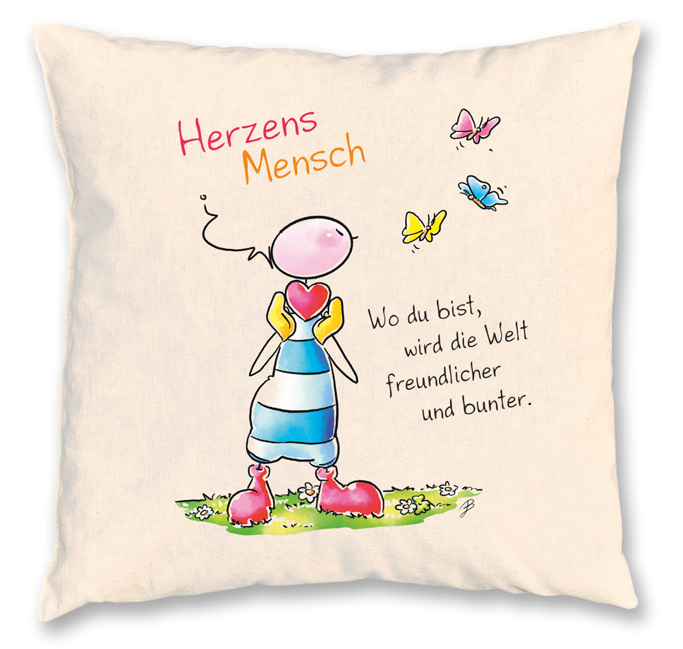 Oups Zirbenkissen 30 x30 - Herzensmensch - Wo du bist, wird die Welt freundlicher und bunter
