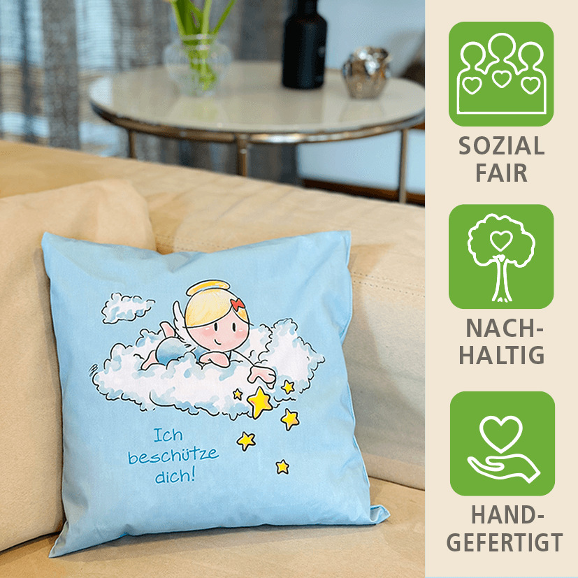 Engel Zirbenkissen 30x30 - Ich beschütze dich! - Oups