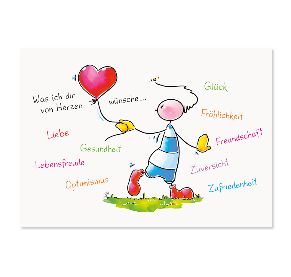Oups Postkarte - Was ich dir von Herzen wünsche… Glück, Gesundheit, Liebe, Lebensfreude, Fröhlichkeit, … - Oups