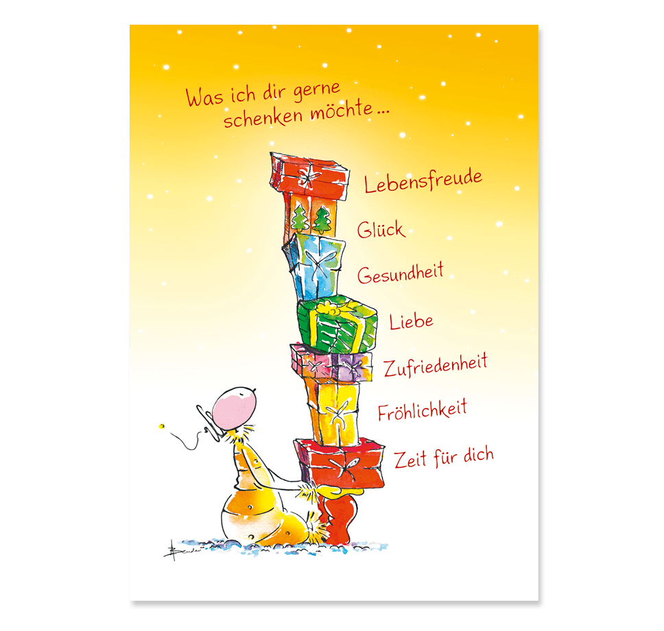 Oups Postkarte Weihnachten - Was ich dir gerne schenken möchte… Lebensfreude, Glück, Gesundheit,... - Oups