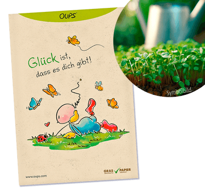 Oups Samenpackung - BIO Gartenkresse - Glück ist, dass es dich gibt - Oups