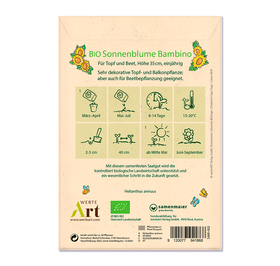 Oups Samenpackung - BIO Sonnenblume Bambino - Du bist großartig! - Oups