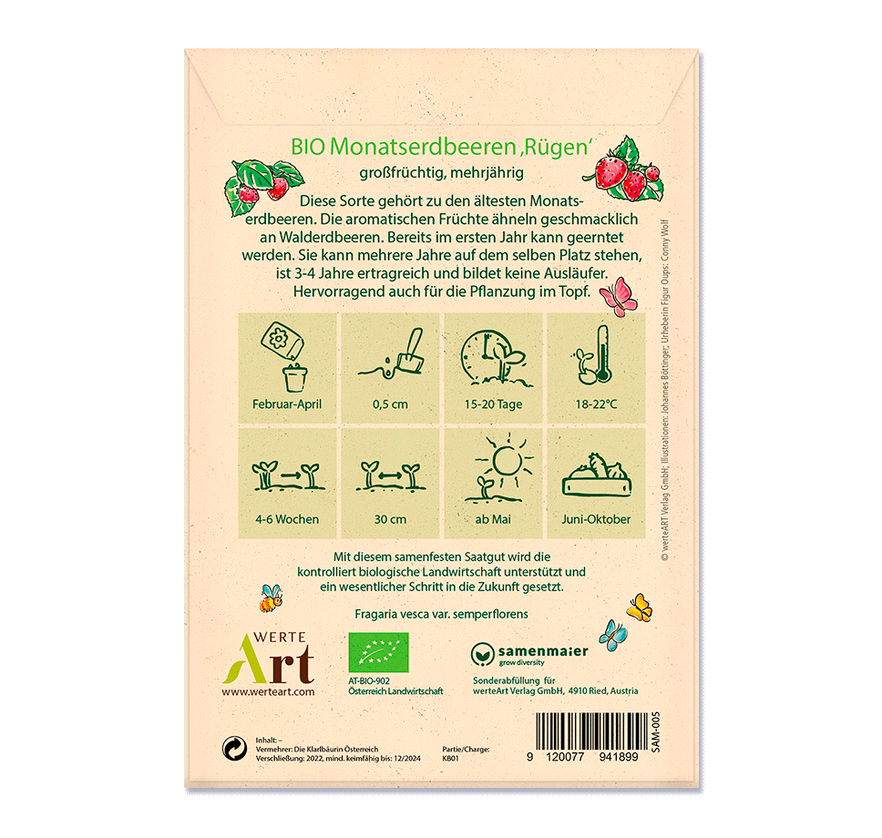 Oups Samenpackung - BIO Monatserdbeeren ‚Rügen‘ - Alles Gute!