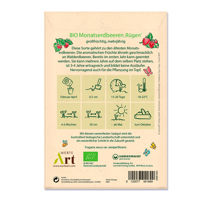 Oups Samenpackung - BIO Monatserdbeeren ‚Rügen‘ - Alles Gute!