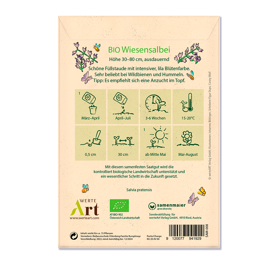 Oups Samenpackung - BIO Wiesensalbei - Mögen alle Wünsche deines Herzens in Erfüllung gehen - Oups